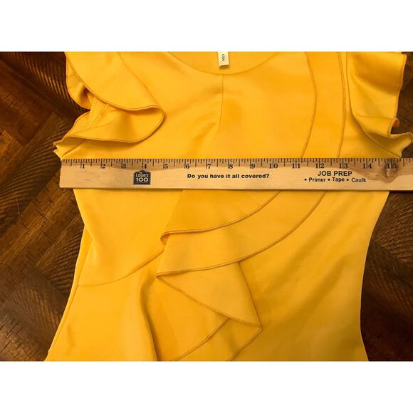 ORANGE brand, Small Women's Yellow Ruffle Blouse, Flutter Sleeves, Small - Picture 7 of 9